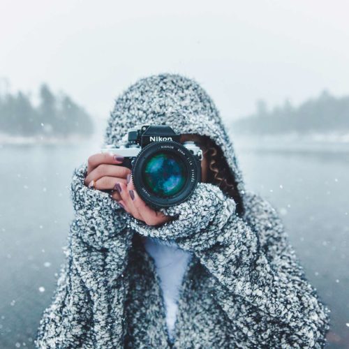 fotógrafa en la nieve